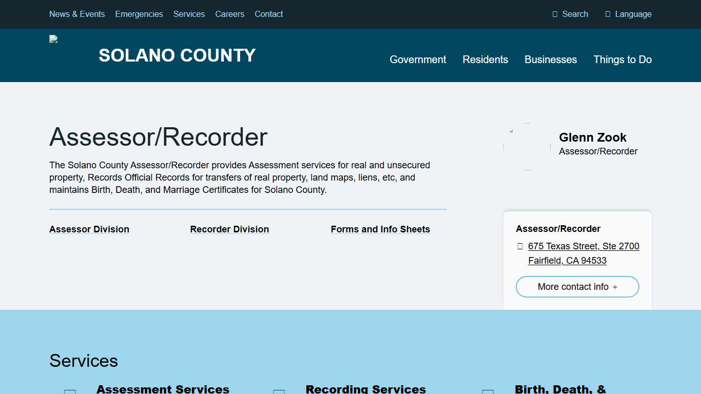 Assessor/Recorder Solano County, California
