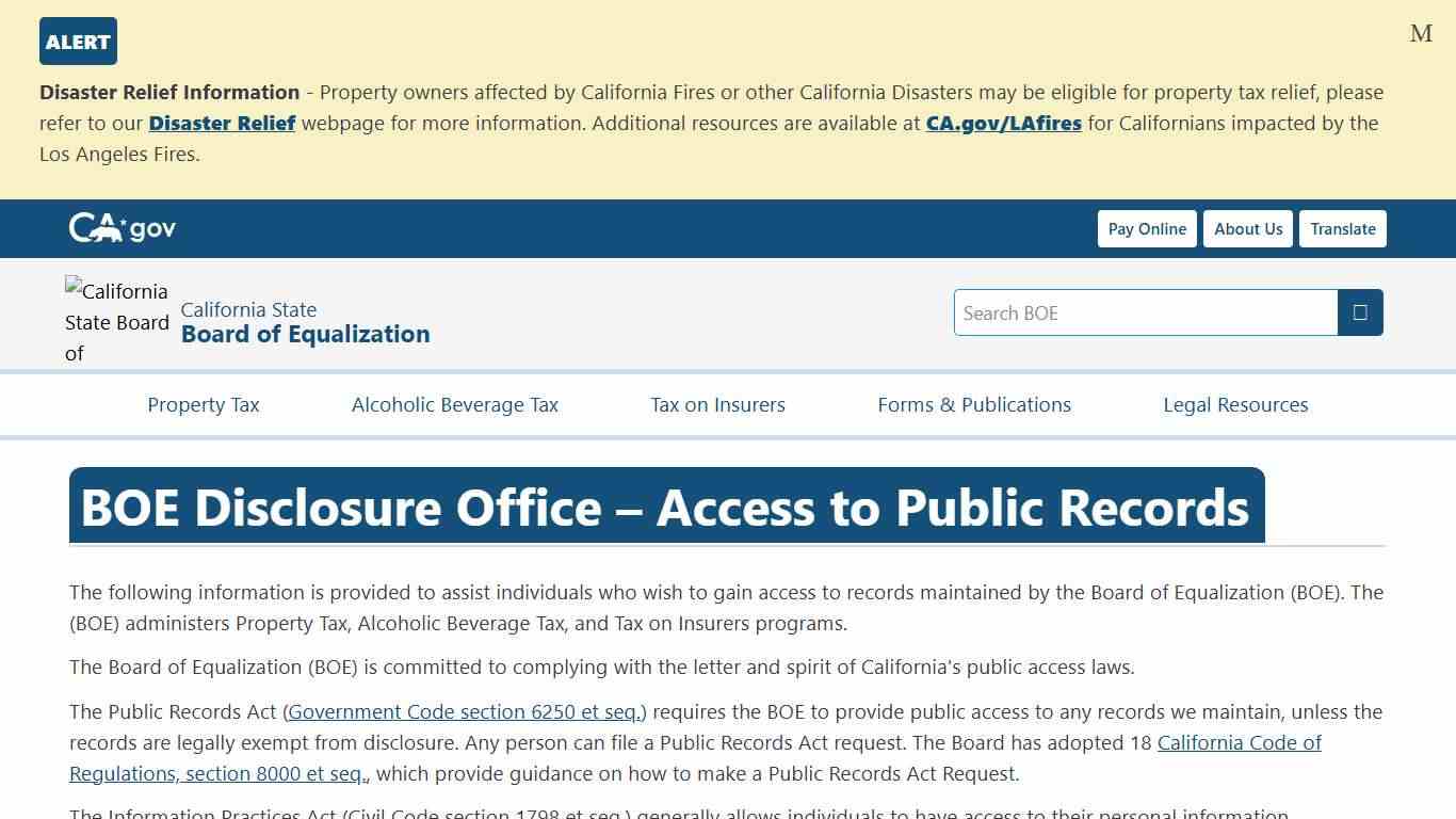 BOE Disclosure Office – Access to Public Records